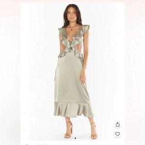 Show Me Your Mumu Zoey Midi Dress Moss Green NWT
